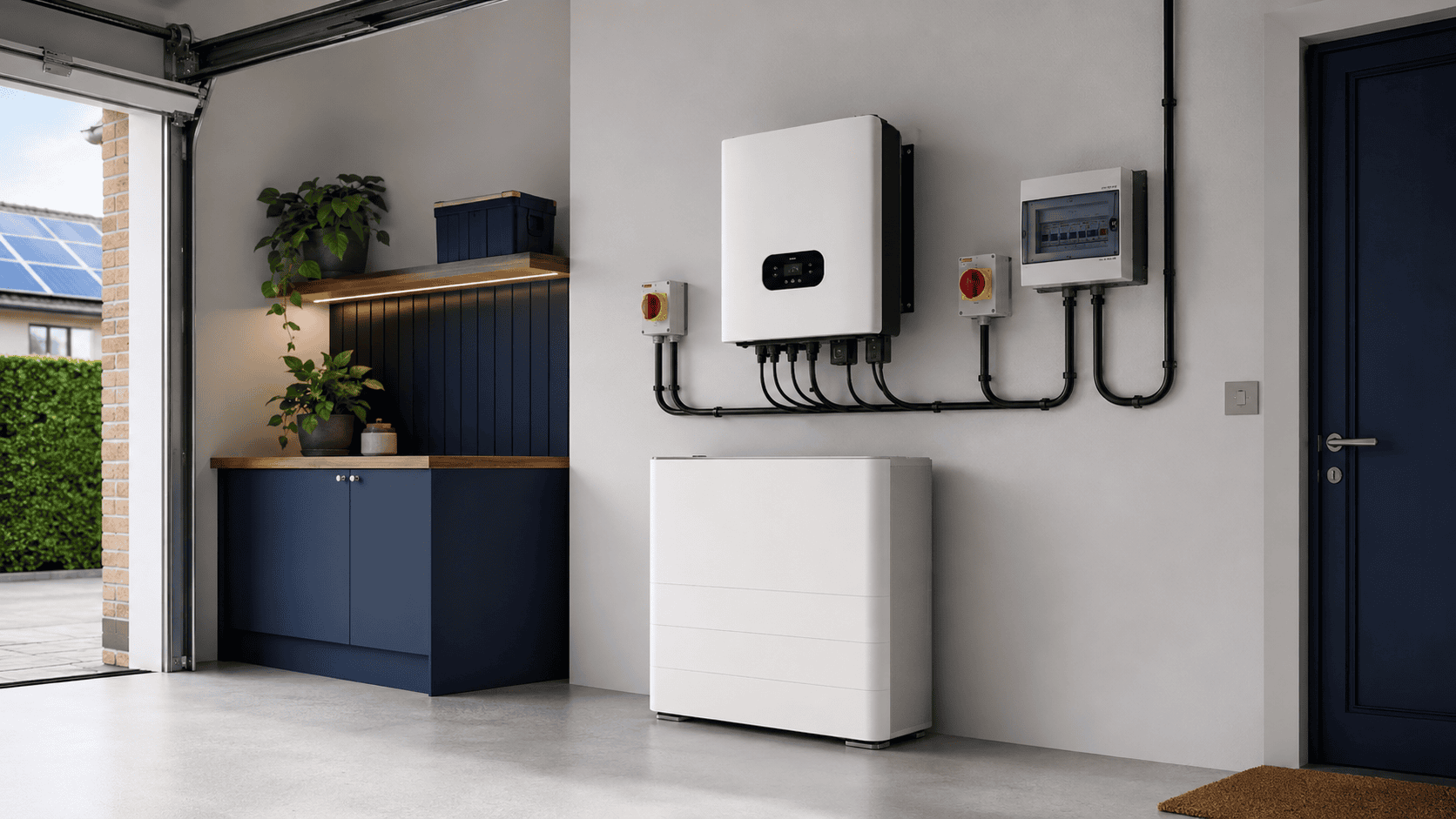 Neatly installed solar inverter and electrical equipment