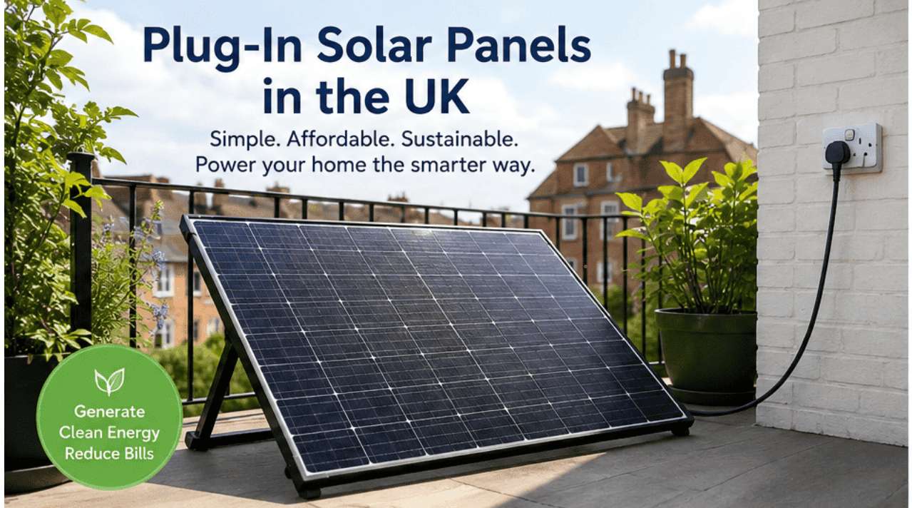 Plug-in solar panels connected to an outdoor socket at a UK home